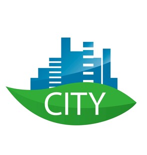 绿叶上的城市标志