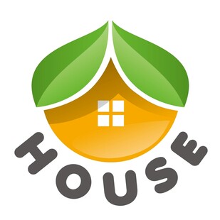 绿叶环绕的房屋标志
