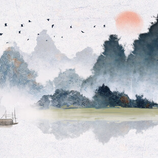 水墨山水间的诗意景致