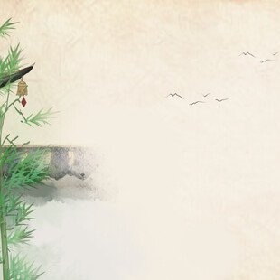 水墨竹景飞鸟意境画面