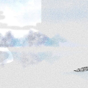 雪地中孤独的动物身影