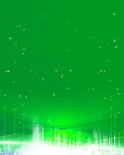 梦幻绿色星空城市背景图
