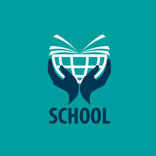 学校主题双手托举篮球标志