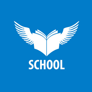带翅膀书本学校标志设计