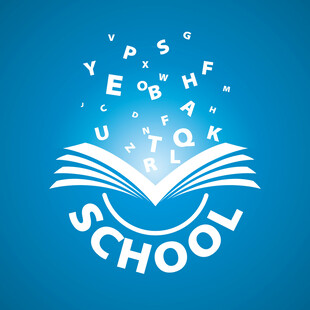书本与字母构成的学校图标