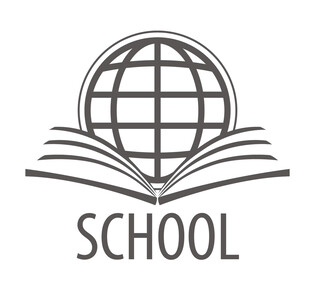书本环绕地球的学校标志