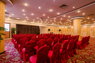 豪华会议室的红色座椅阵列