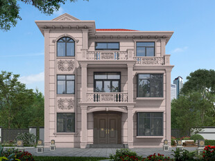 欧式豪华独栋别墅外观设计效果图