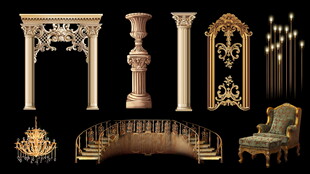 复古欧式婚礼效果图道具