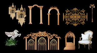 复古欧式婚礼效果图道具