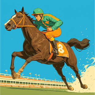 赛马骑手赛场驰骋瞬间