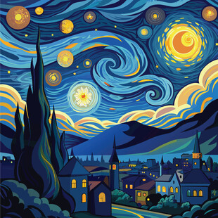 梦幻星空下的静谧小镇