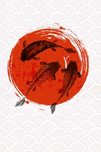 水墨红鱼图