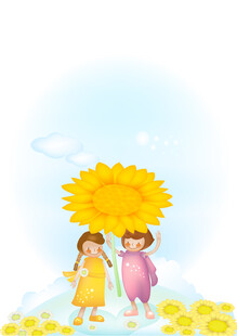 阳光下的儿童与向日葵