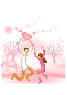 浪漫情侣甜蜜爱心互动