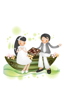 情侣泛舟享甜蜜时光