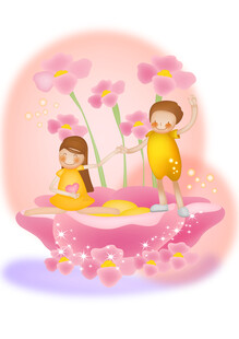 梦幻花船中的可爱女孩