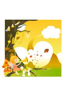 秋日树下的梦幻温馨场景