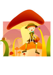 蘑菇下的奇幻小旅行者