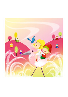 儿童欢乐玩跷跷板场景