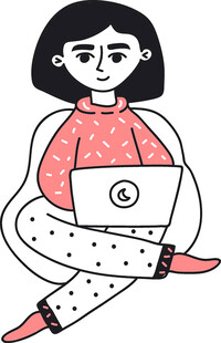 女孩惬意地使用笔记本电脑