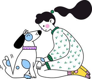 女孩与狗狗的温馨互动