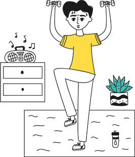 室内单腿举哑铃健身男子