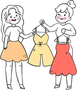 两位女士挑选漂亮连衣裙