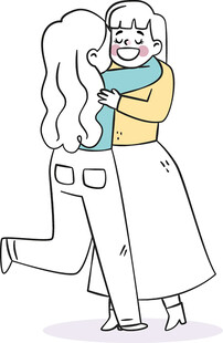 女生温馨拥抱瞬间