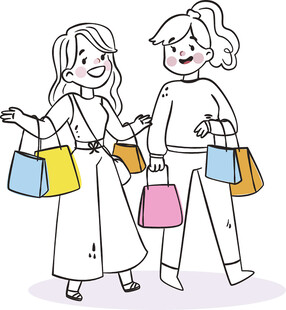 两位女士开心购物瞬间