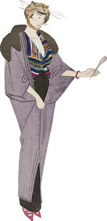 身着复古服装的优雅女性