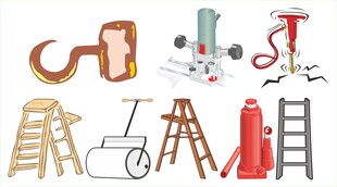 多样建筑施工工具展示