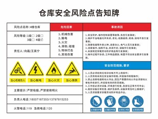 仓库安全风险警示标识牌