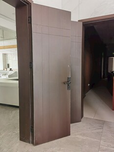 深棕色实木单开门展示