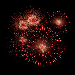 绚丽烟花绽放黑色夜空