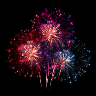 绚丽多彩烟花绽放夜空