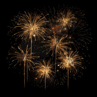 夜空中绚烂的金色烟花