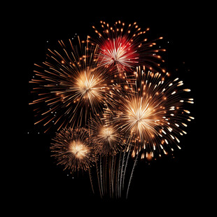 夜空中绚烂绽放的烟花