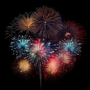 夜空中绚丽绽放的烟花