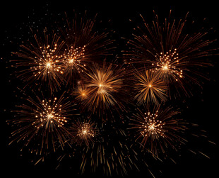 夜空中绚烂的金色烟花