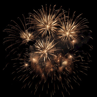 夜空中绚烂的金色烟花