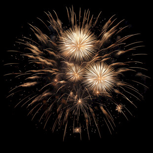 金色烟花绽放夜空