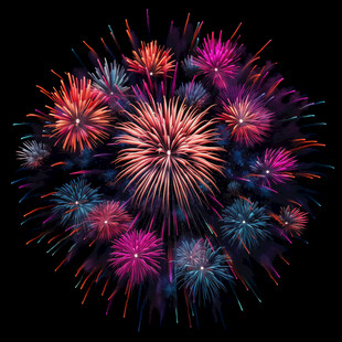 绚丽多彩烟花绽放夜空