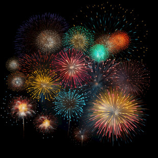 绚丽多彩烟花绽放夜空