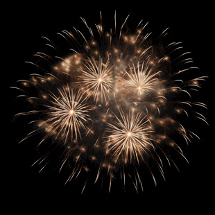 金色烟花在夜空中绽放