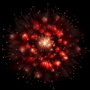 红色绚烂烟花绽放瞬间