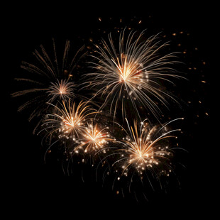 夜空中绚烂的金色烟花