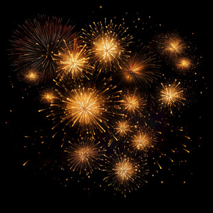 夜空中绚烂的金色烟花