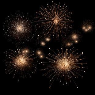 金色烟花绽放夜空