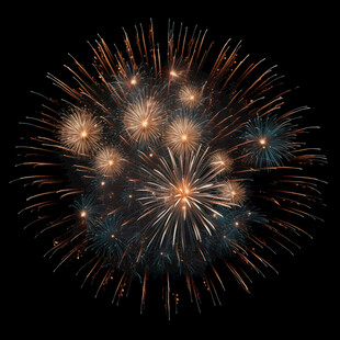 夜空中绚烂绽放的烟花